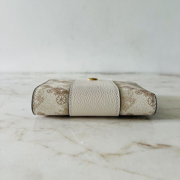 COACH Chalk Taupe Canvas Horse & Carriage Bifold Mini Wallet - Picture 3 of 9